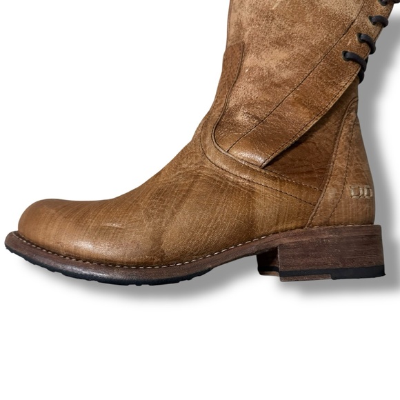 Bed Stu Surrey Tall Lace Up Boots Caramel Brown Distressed Leather Women’s 8 - Picture 12 of 14